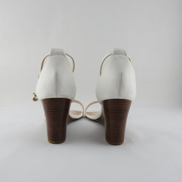 Kelly & Katie Womens Size 11 Addison White Ankle Strap Heels Wedge Sandle - Picture 3 of 10
